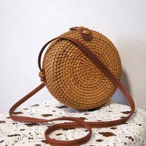 Rattan Straw Crossbody Purse